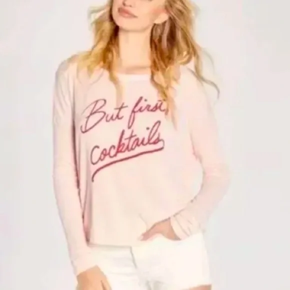 Wildfox But First Cocktails Statement Sweatshirt NEW! - Picture 2 of 9